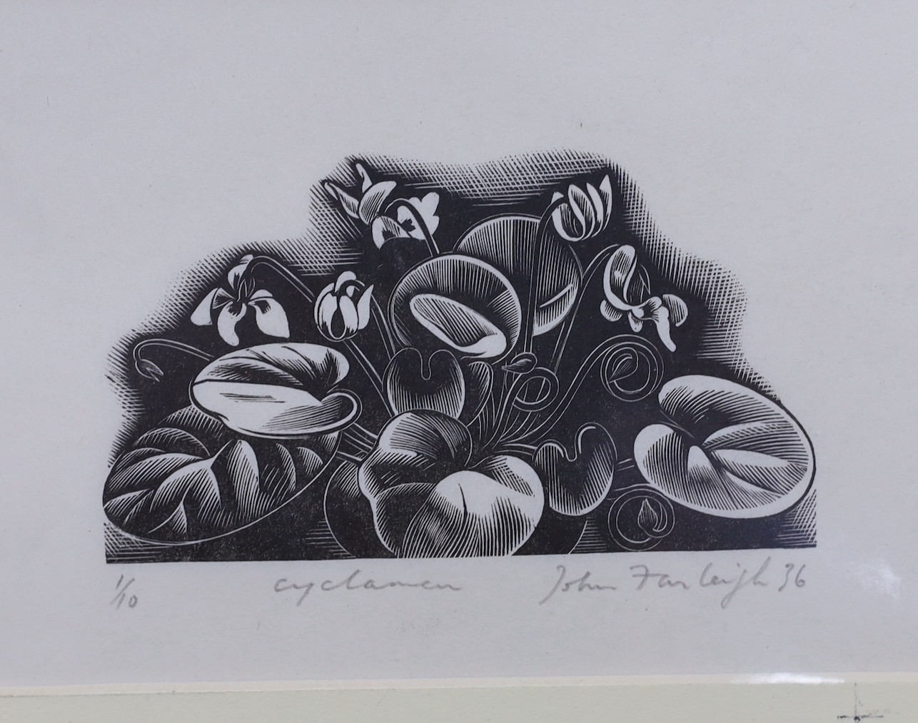 John Farley (1900-1965), folio of wood engravings including 'Typewriter' and 'Spring Cabbage', with COA's from Fay Leighton